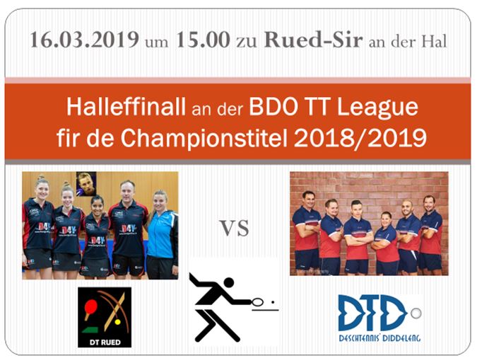 Halleffinall BDO League 2018 2019